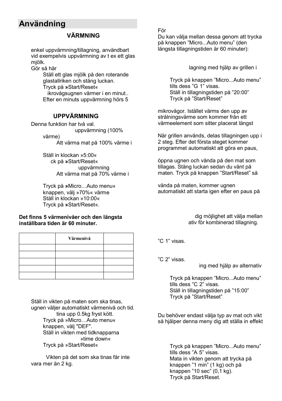 Användning | Gorenje GMO-23 A User Manual | Page 125 / 169