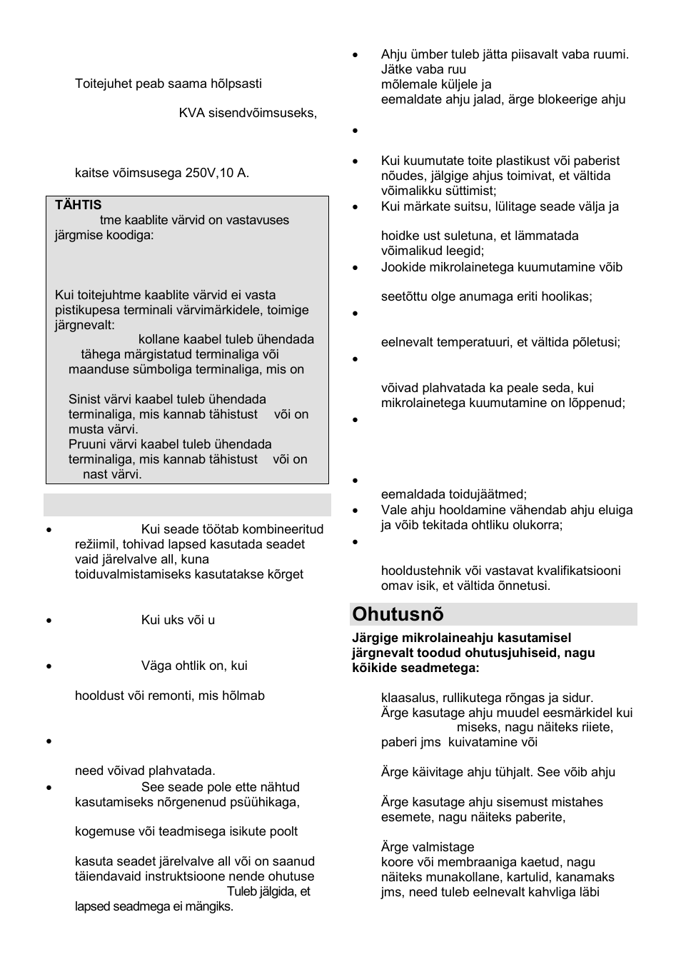 Olulised ohutusjuhised, Ohutusnõuded tavakasutusel | Gorenje GMO-23 A User Manual | Page 157 / 169