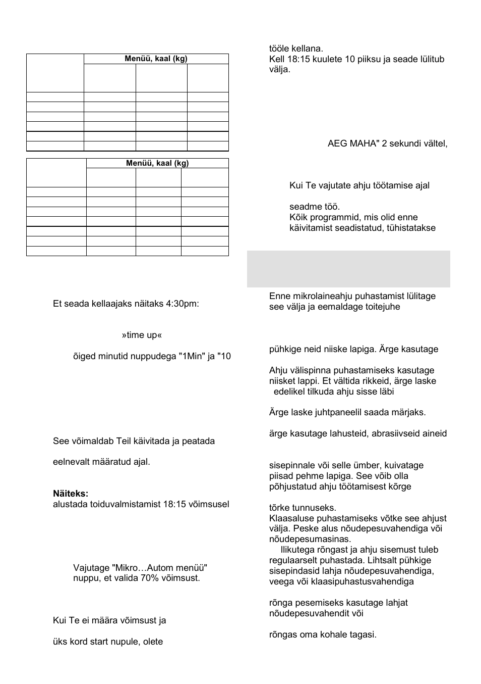 Mikrolaineahju hooldamine, Kell, Taimer | Lapse turvalukk, Start/reset | Gorenje GMO-23 A User Manual | Page 161 / 169