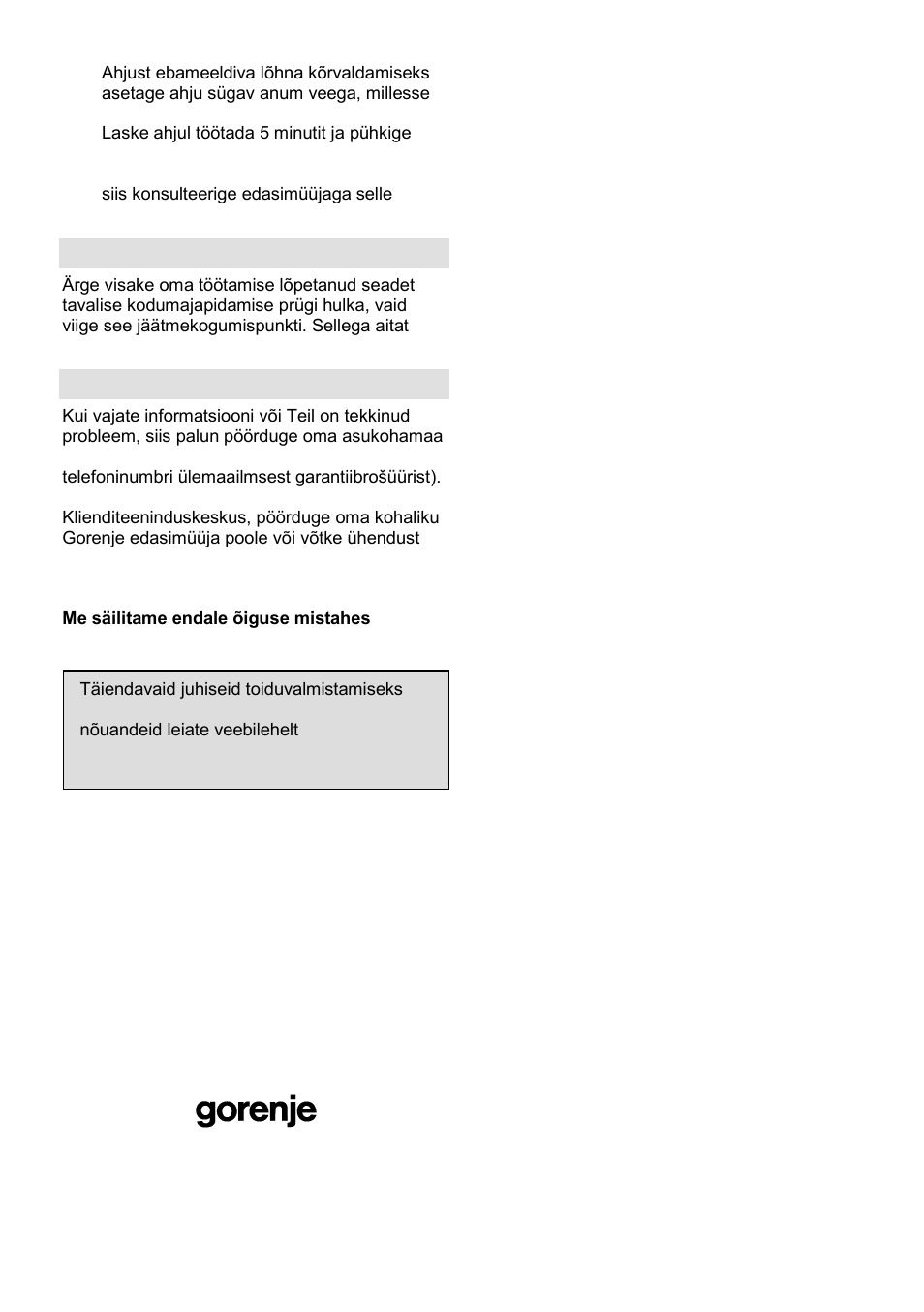 Keskkond, Garantii & hooldus | Gorenje GMO-23 A User Manual | Page 162 / 169