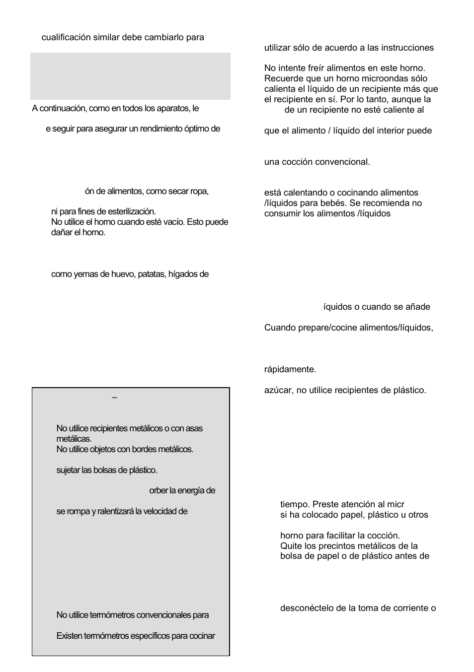 Instrucciones de seguridad para uso general | Gorenje GMO-23 A User Manual | Page 165 / 169