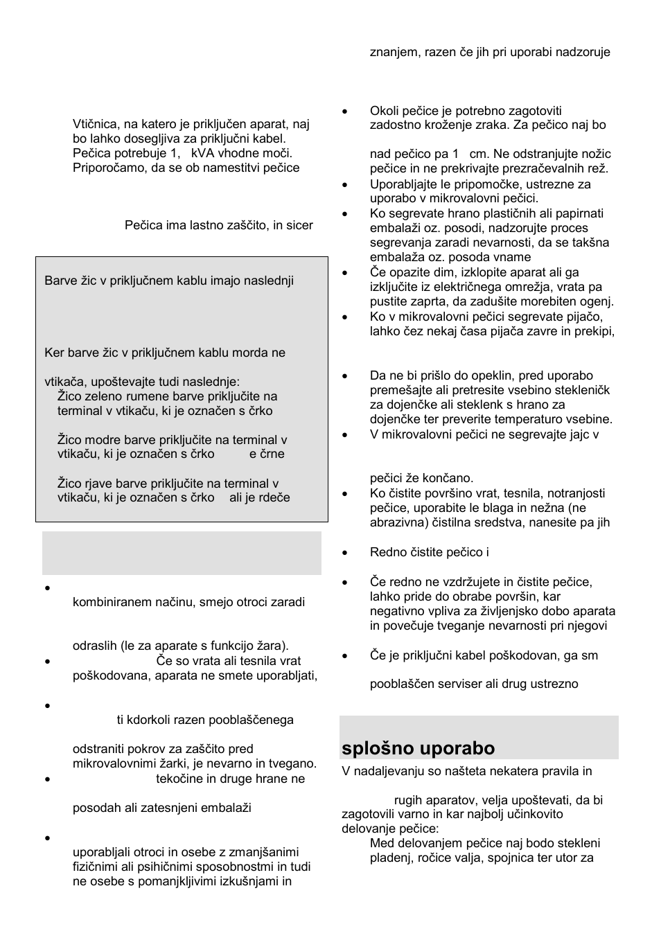 Pomembna varnostna navodila, Varnostna navodila za splońno uporabo | Gorenje GMO-23 A User Manual | Page 4 / 169
