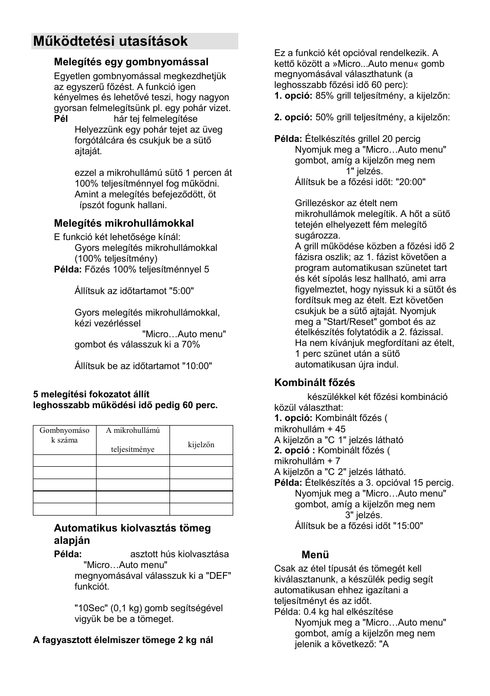Működtetési utasítások | Gorenje GMO-23 A User Manual | Page 59 / 169