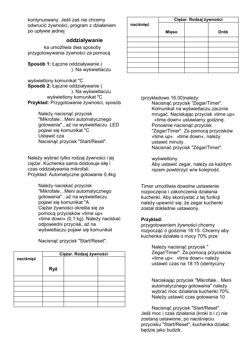 Kombinowane oddziaływanie, Menu automatyczne, Zegar dygitalny | Timer | Gorenje GMO-23 A User Manual | Page 68 / 169