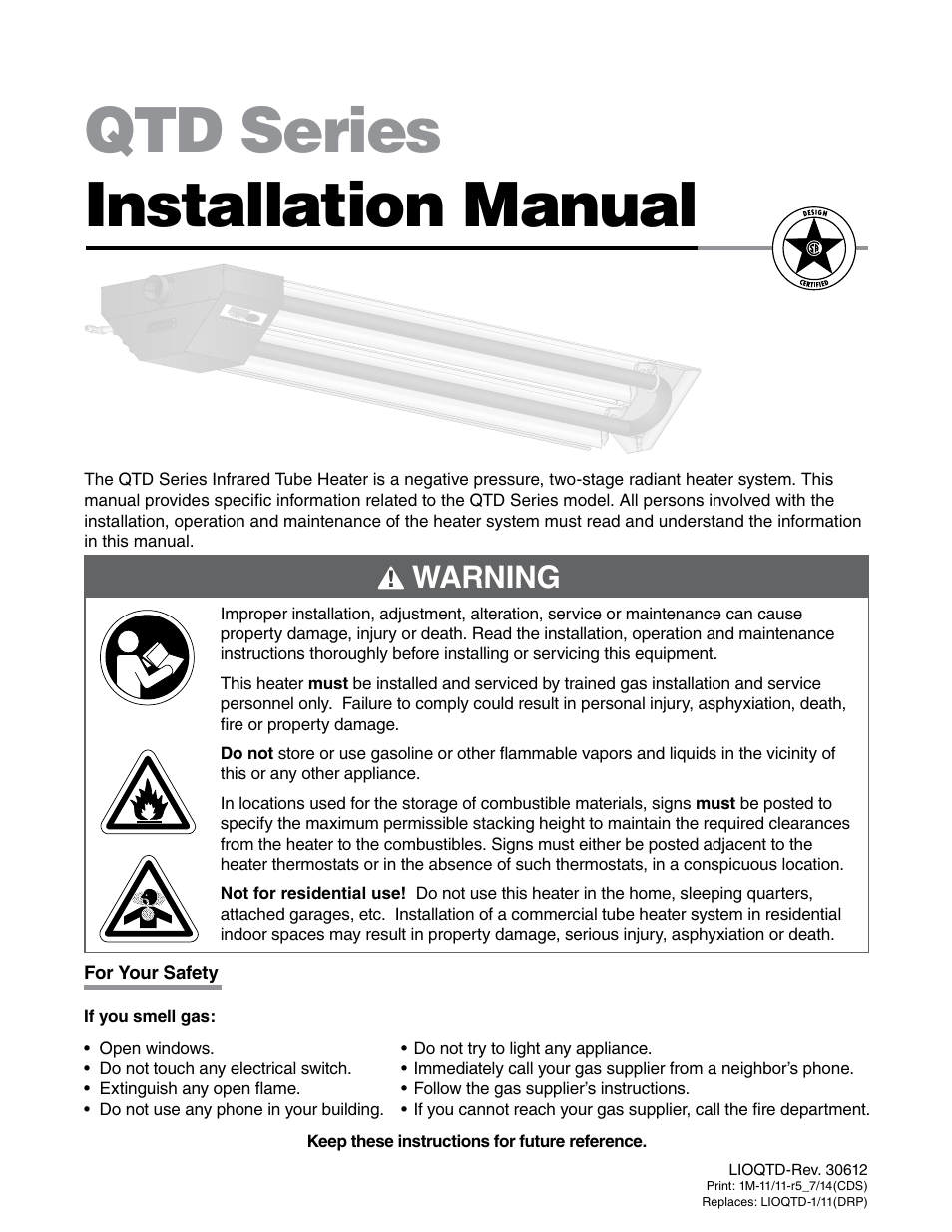 Detroit Radiant Products Company QTD Series User Manual | 44 pages