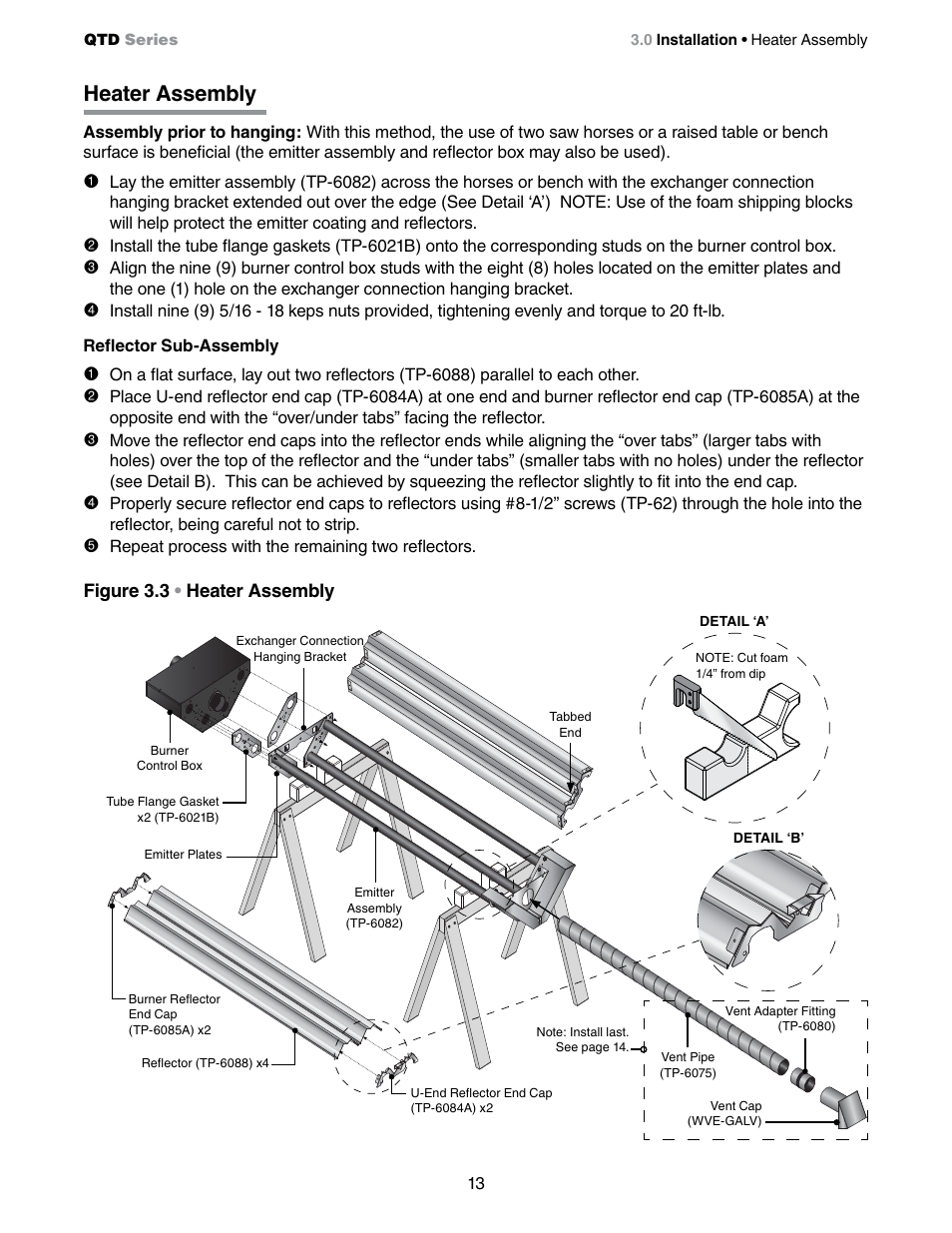 Heater assembly | Detroit Radiant Products Company QTD Series User Manual | Page 13 / 44