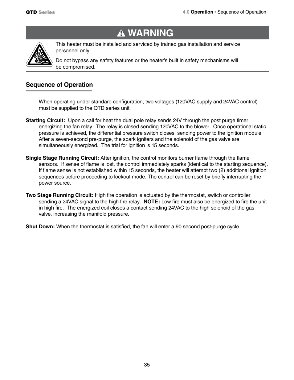 Warning | Detroit Radiant Products Company QTD Series User Manual | Page 35 / 44