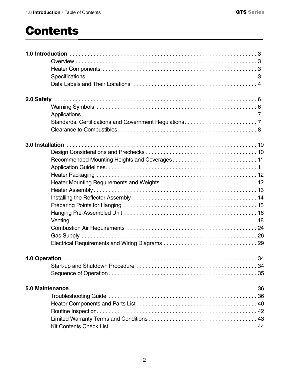 Detroit Radiant Products Company QTS Series User Manual | Page 2 / 44