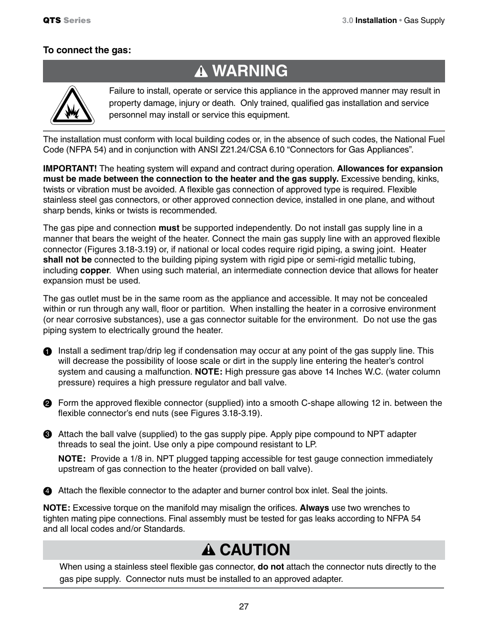 Caution, Warning | Detroit Radiant Products Company QTS Series User Manual | Page 27 / 44