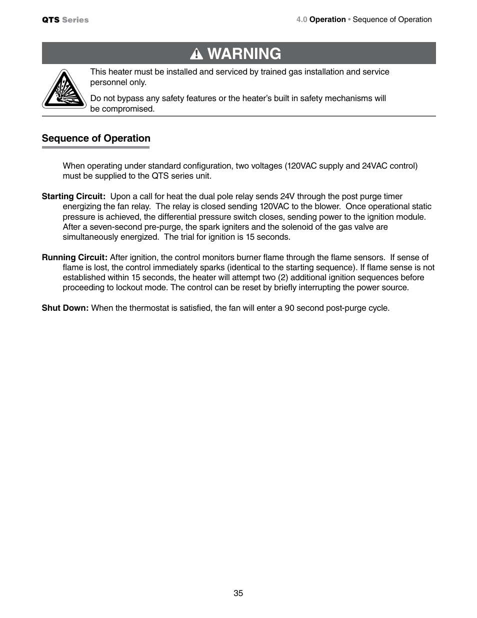 Warning | Detroit Radiant Products Company QTS Series User Manual | Page 35 / 44