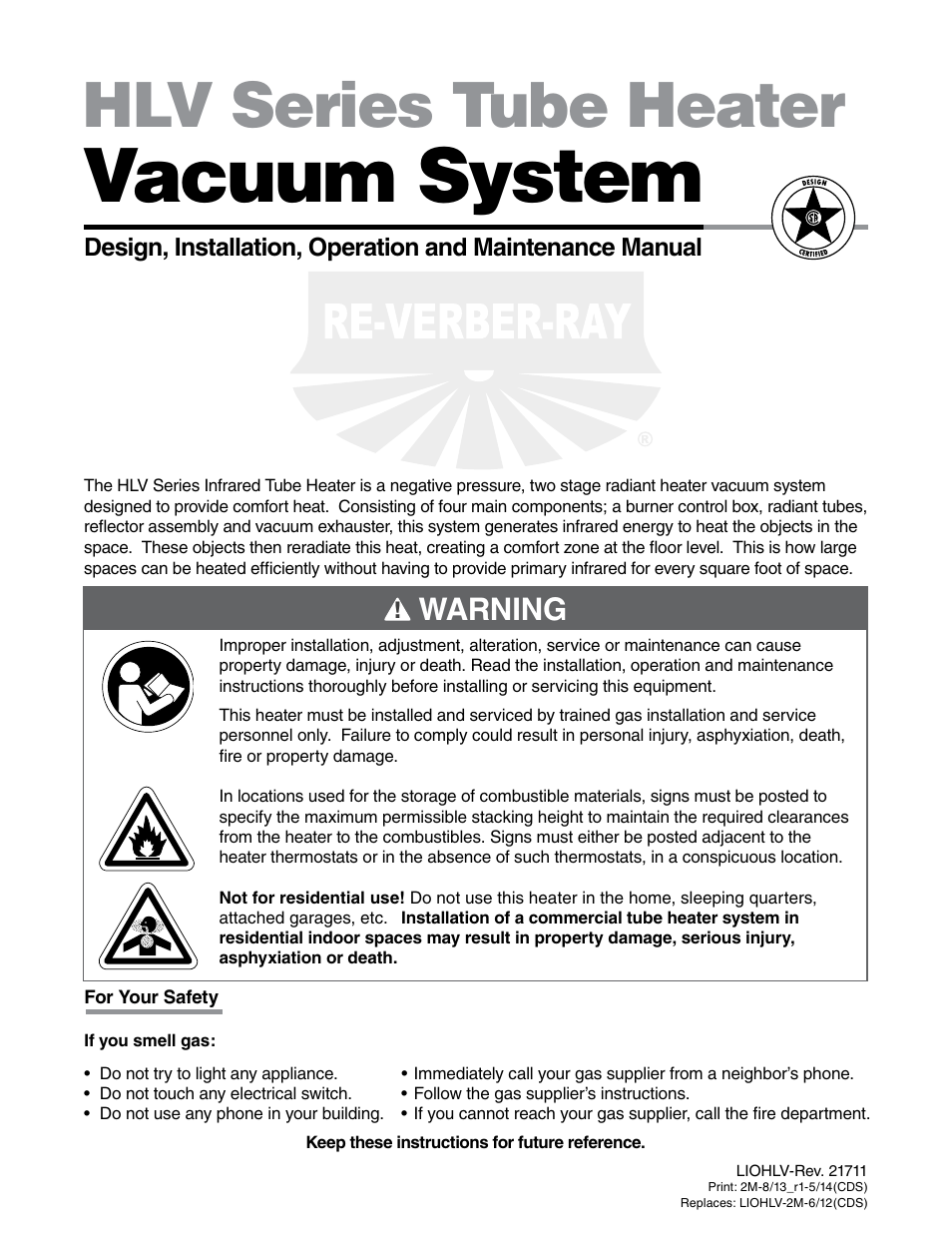 Detroit Radiant Products Company HLV Series User Manual | 52 pages