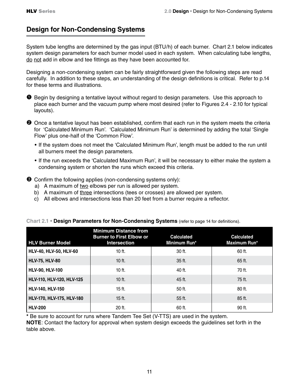 Design for non-condensing systems | Detroit Radiant Products Company HLV Series User Manual | Page 11 / 52