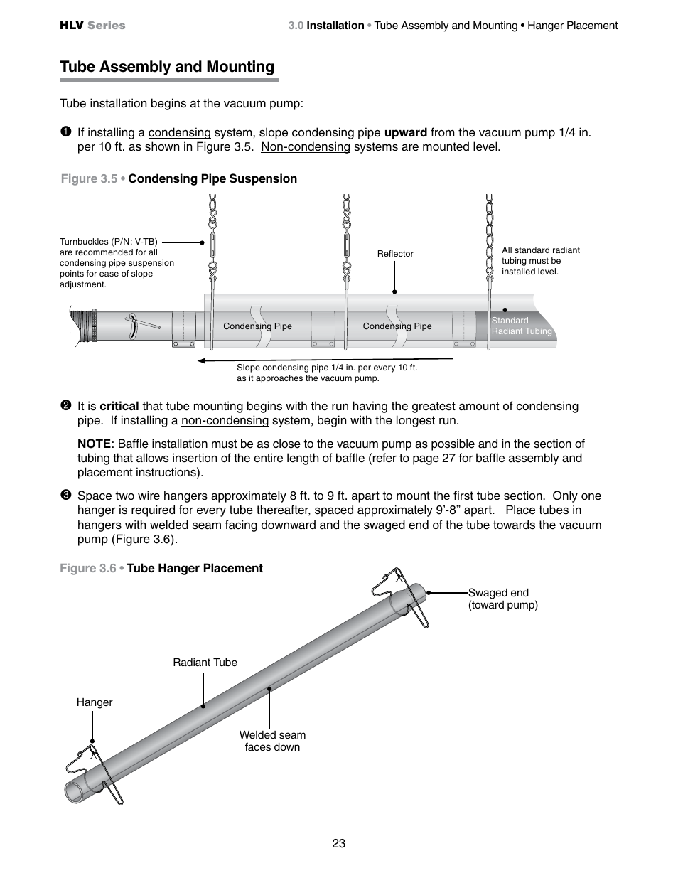 Tube assembly and mounting | Detroit Radiant Products Company HLV Series User Manual | Page 23 / 52