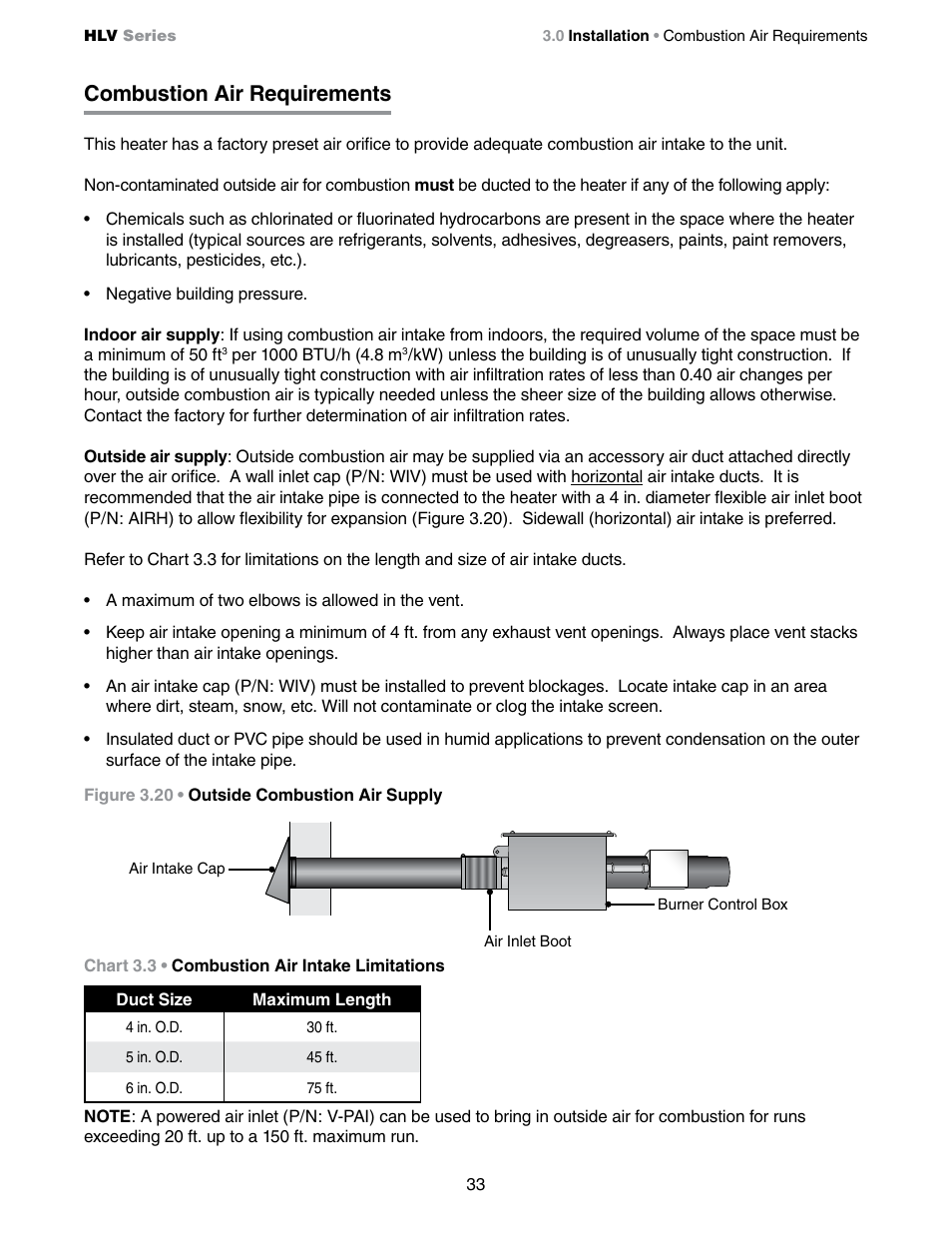 Combustion air requirements | Detroit Radiant Products Company HLV Series User Manual | Page 33 / 52