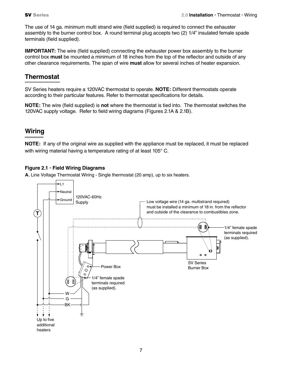 Wiring, Thermostat | Detroit Radiant Products Company SV Series User Manual | Page 7 / 20