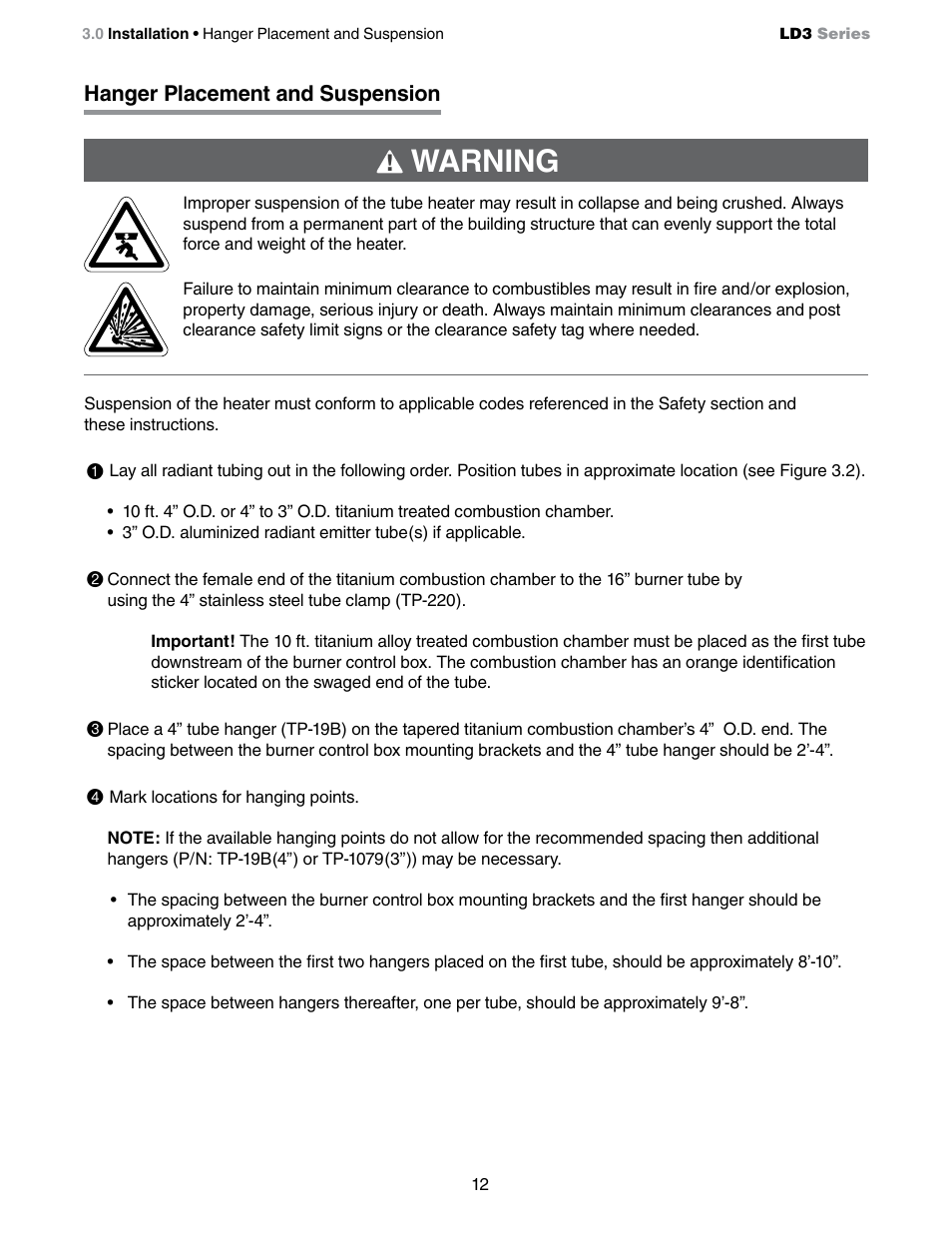 Warning | Detroit Radiant Products Company LD3 Series User Manual | Page 12 / 60