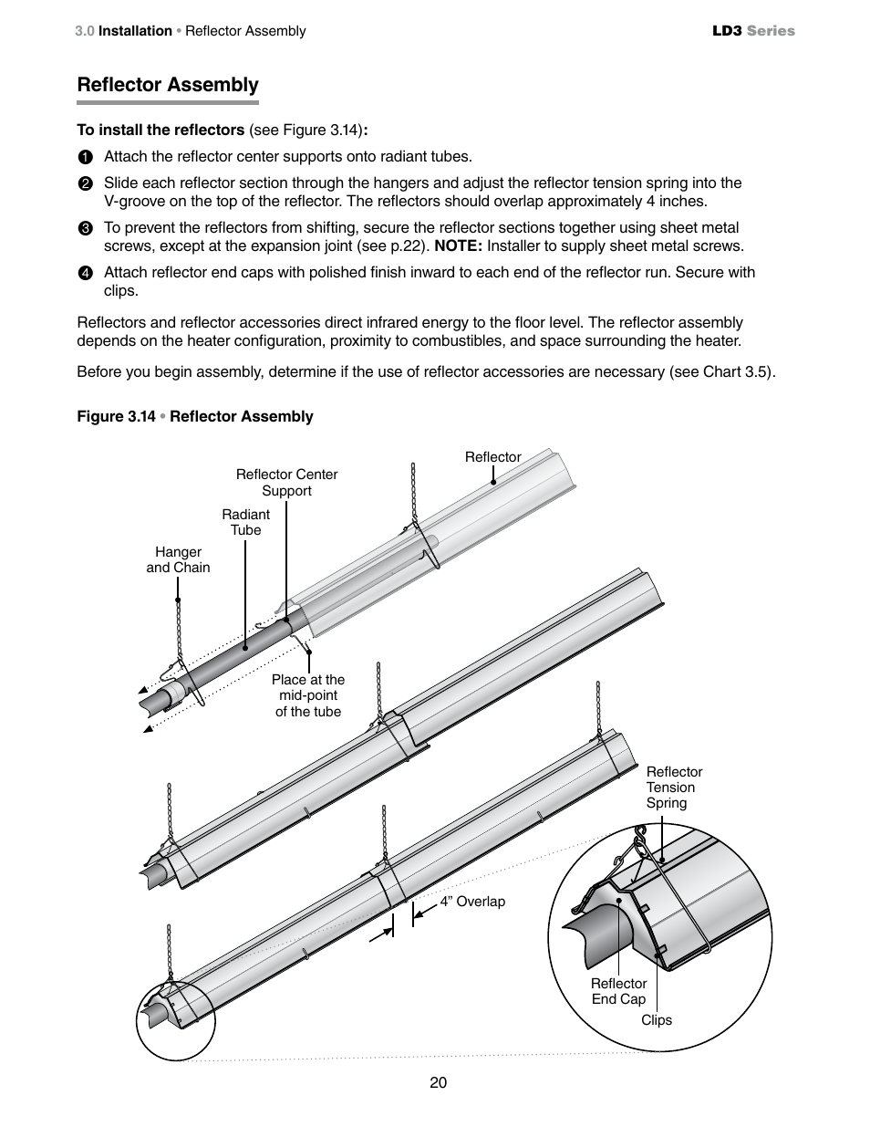 Reflector assembly | Detroit Radiant Products Company LD3 Series User Manual | Page 20 / 60