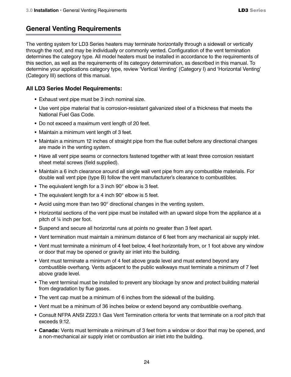 General venting requirements | Detroit Radiant Products Company LD3 Series User Manual | Page 24 / 60