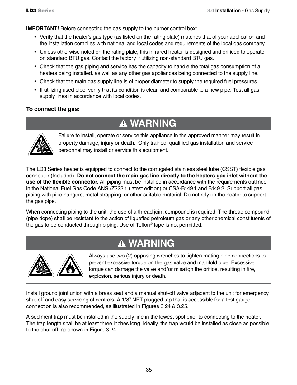 Warning | Detroit Radiant Products Company LD3 Series User Manual | Page 35 / 60