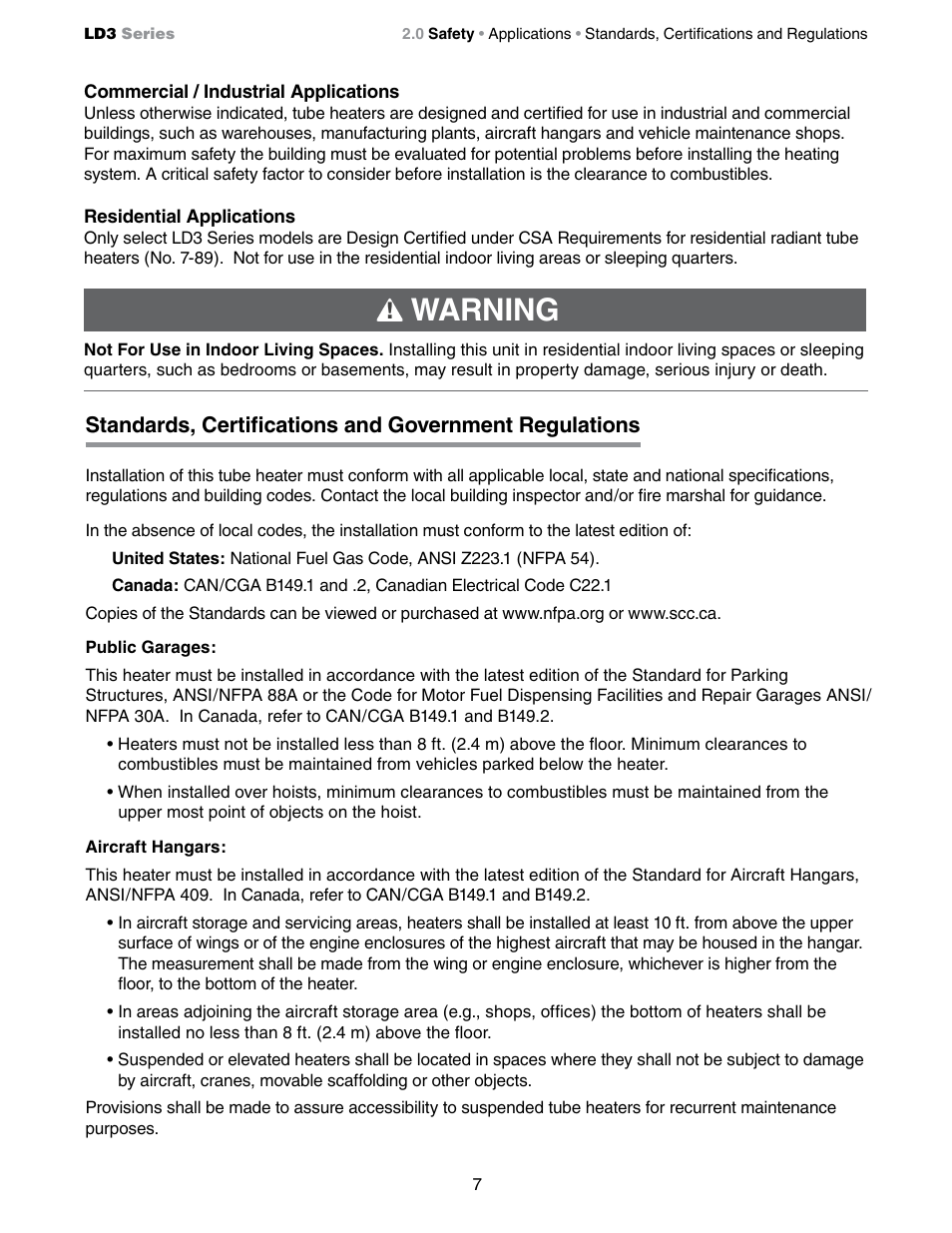 Warning | Detroit Radiant Products Company LD3 Series User Manual | Page 7 / 60