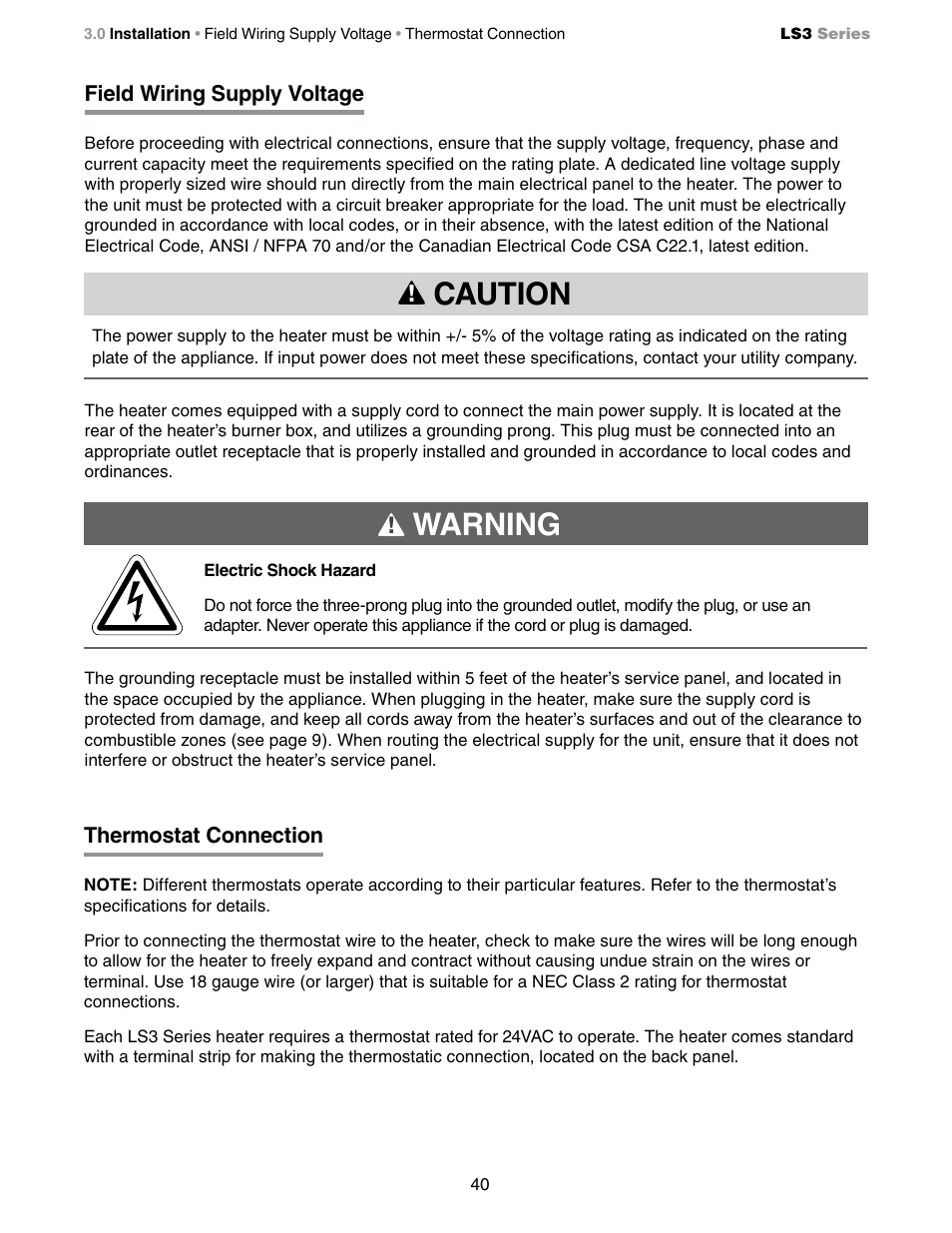 Caution, Warning | Detroit Radiant Products Company LS3 Series User Manual | Page 40 / 60