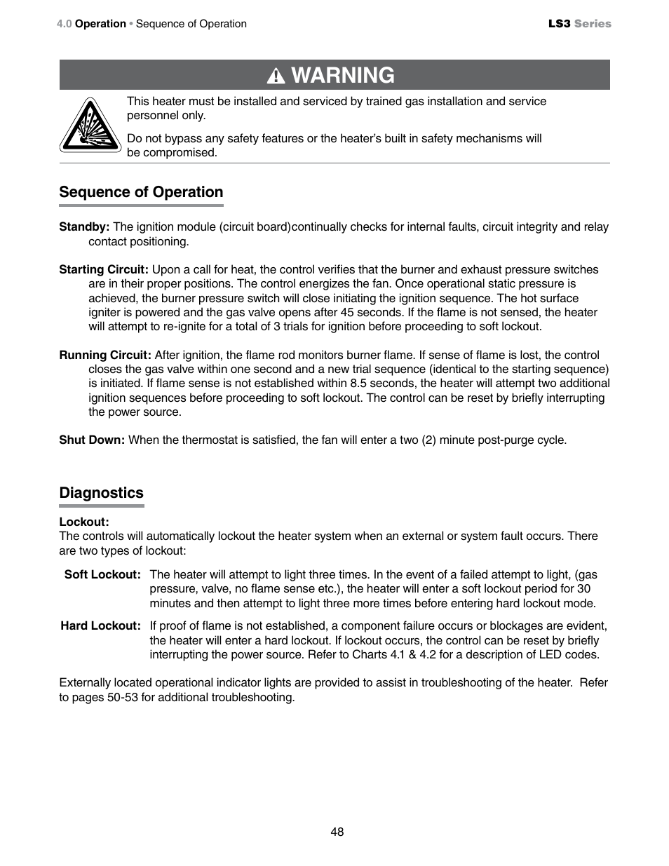 Warning | Detroit Radiant Products Company LS3 Series User Manual | Page 48 / 60