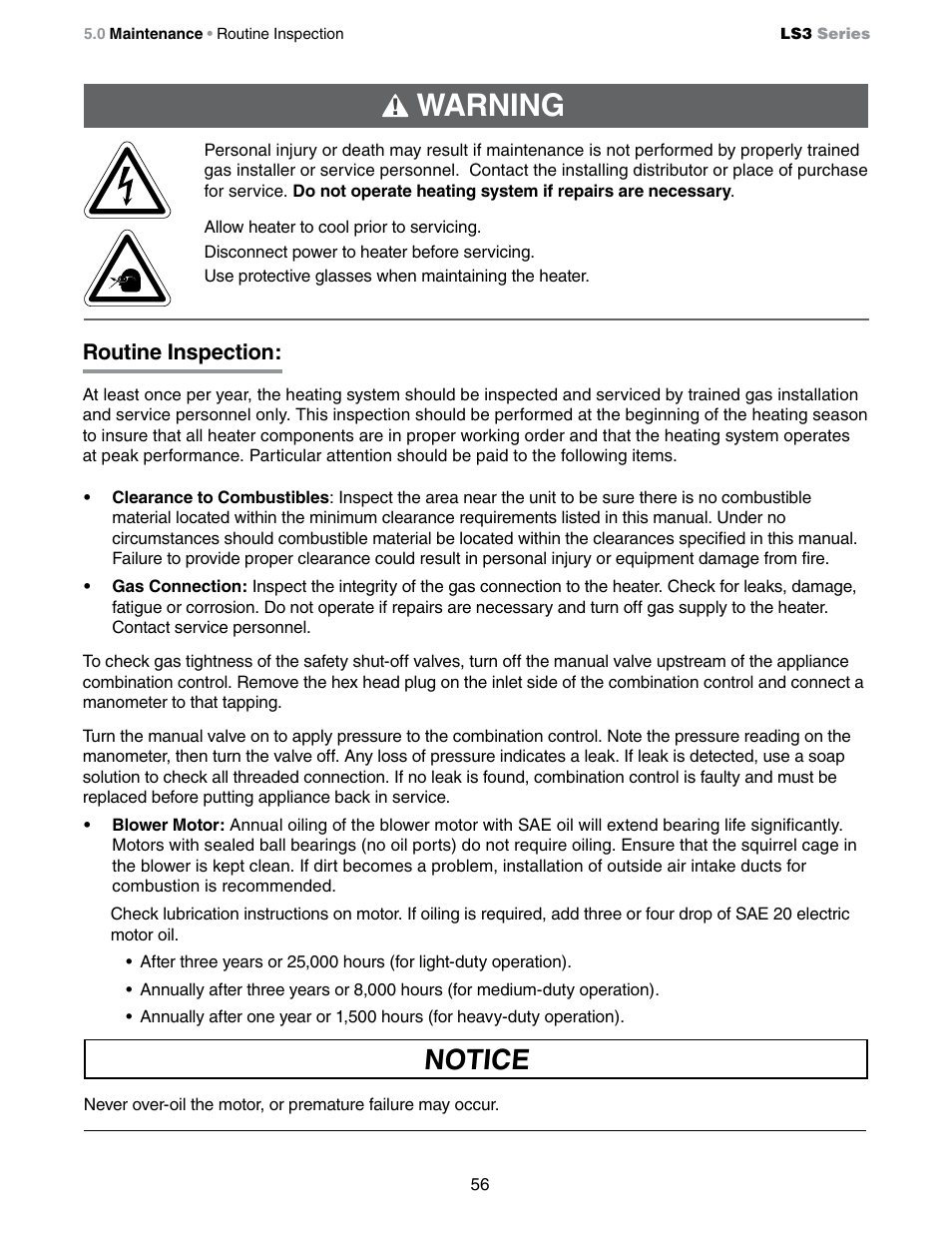 Warning, Notice | Detroit Radiant Products Company LS3 Series User Manual | Page 56 / 60