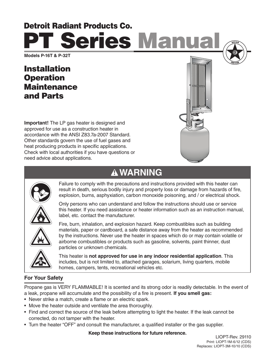 Detroit Radiant Products Company PT Series User Manual | 12 pages