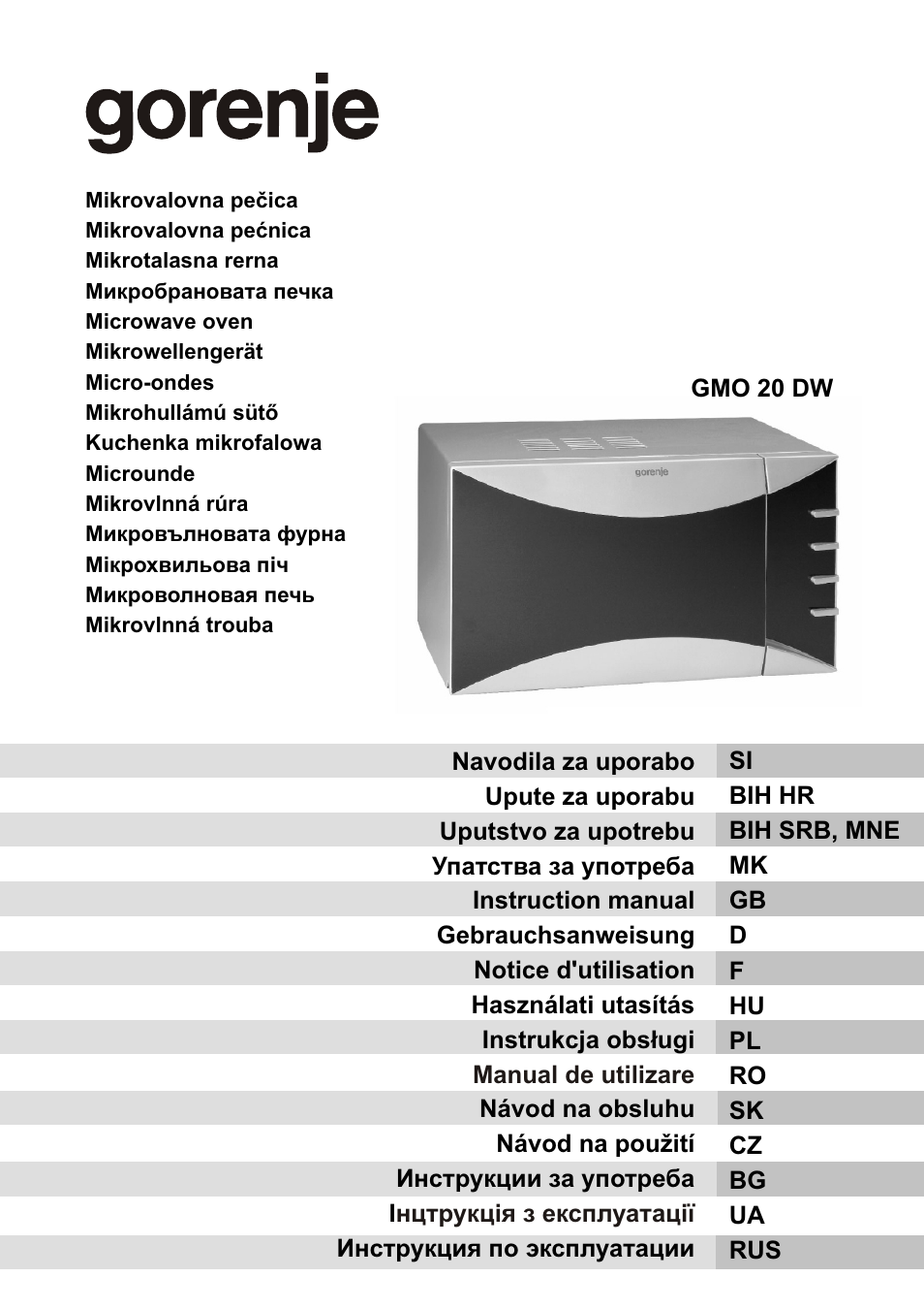 Gorenje GMO-20 DW User Manual | 97 pages
