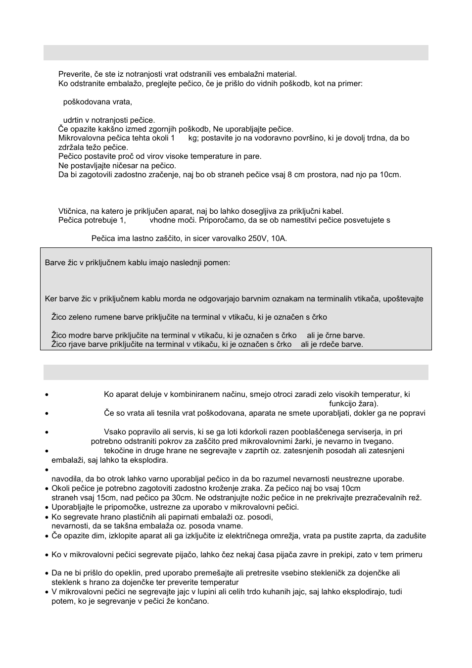 Namestitev, Pomembna varnostna navodila | Gorenje GMO-20 DW User Manual | Page 4 / 97