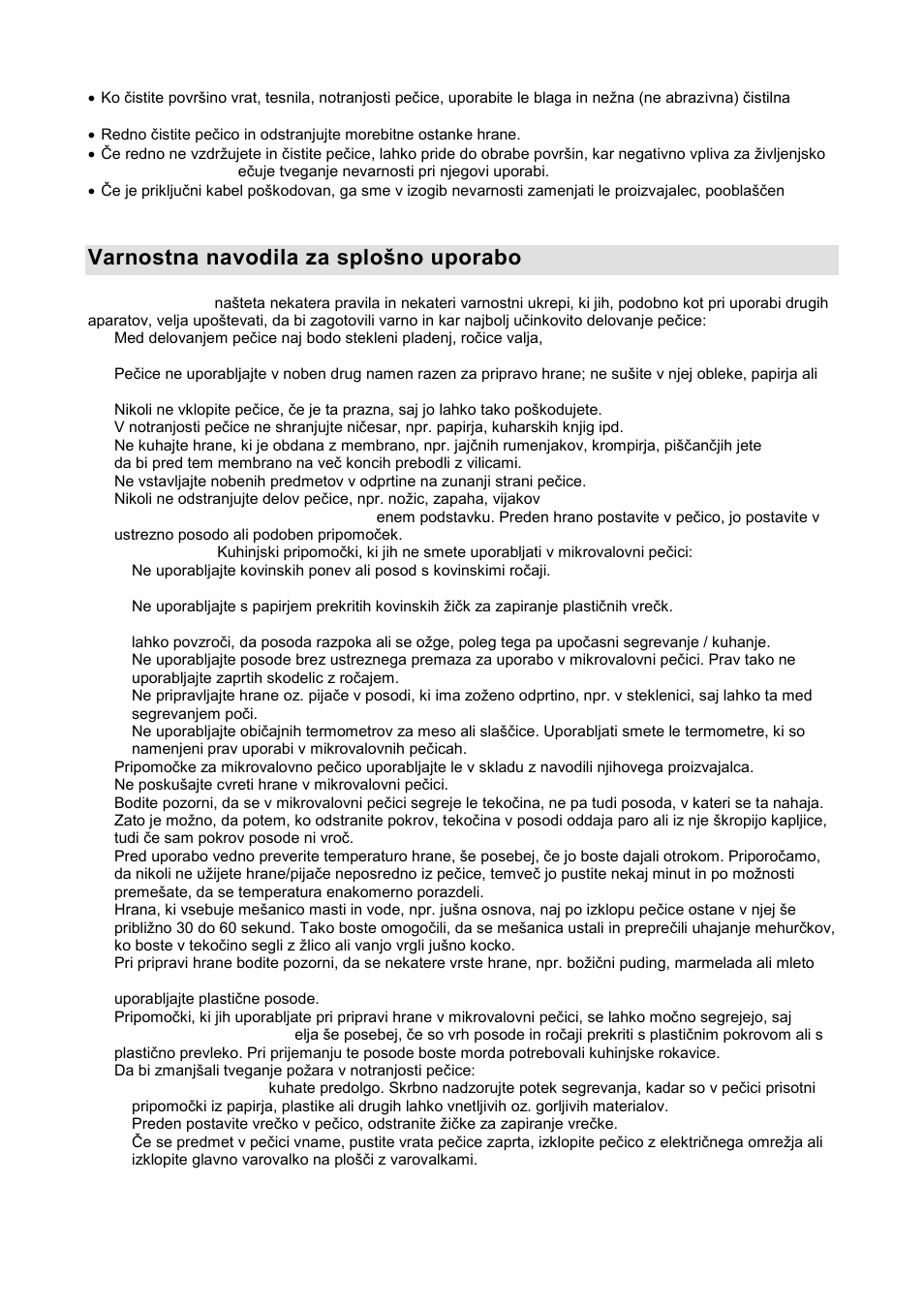 Varnostna navodila za splońno uporabo | Gorenje GMO-20 DW User Manual | Page 5 / 97