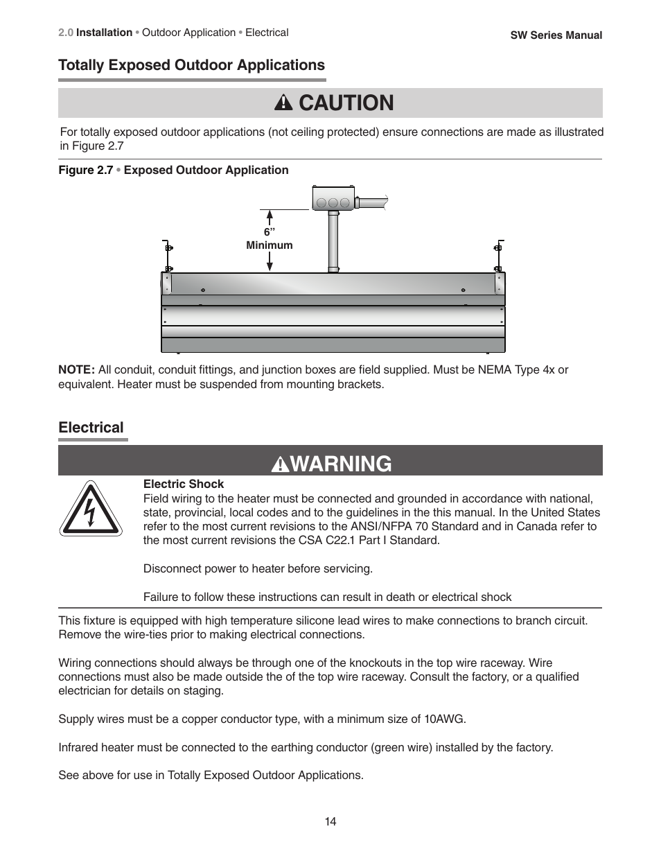 Warning, Caution | Detroit Radiant Products Company SW Series User Manual | Page 14 / 20