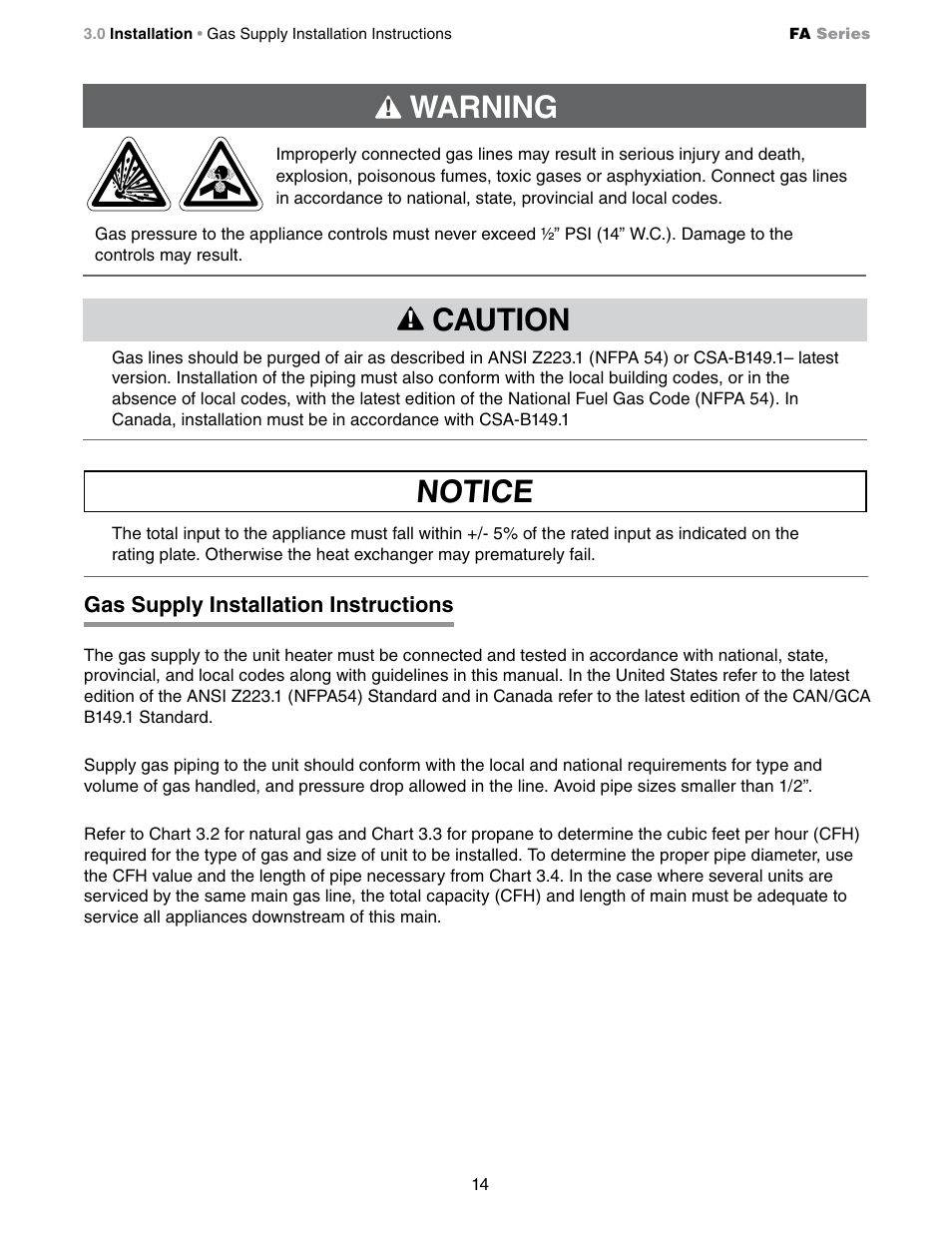Warning, Caution, Notice | Detroit Radiant Products Company FA Series User Manual | Page 14 / 56