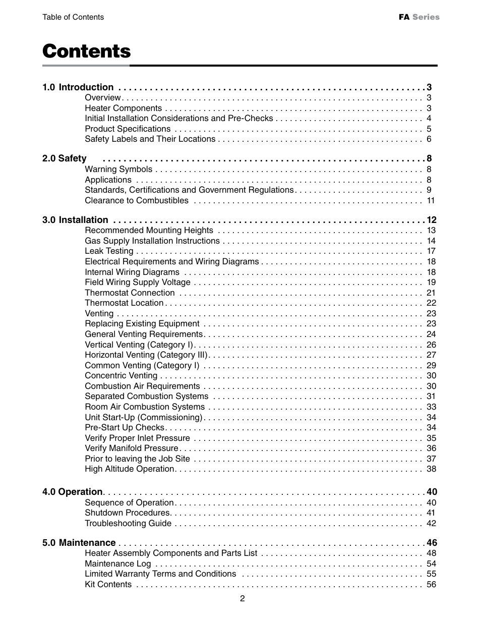 Detroit Radiant Products Company FA Series User Manual | Page 2 / 56