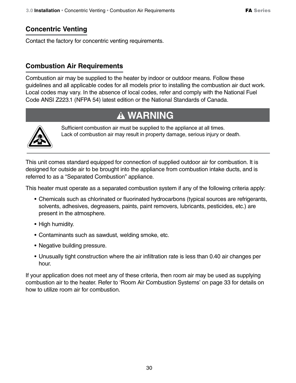 Warning | Detroit Radiant Products Company FA Series User Manual | Page 30 / 56