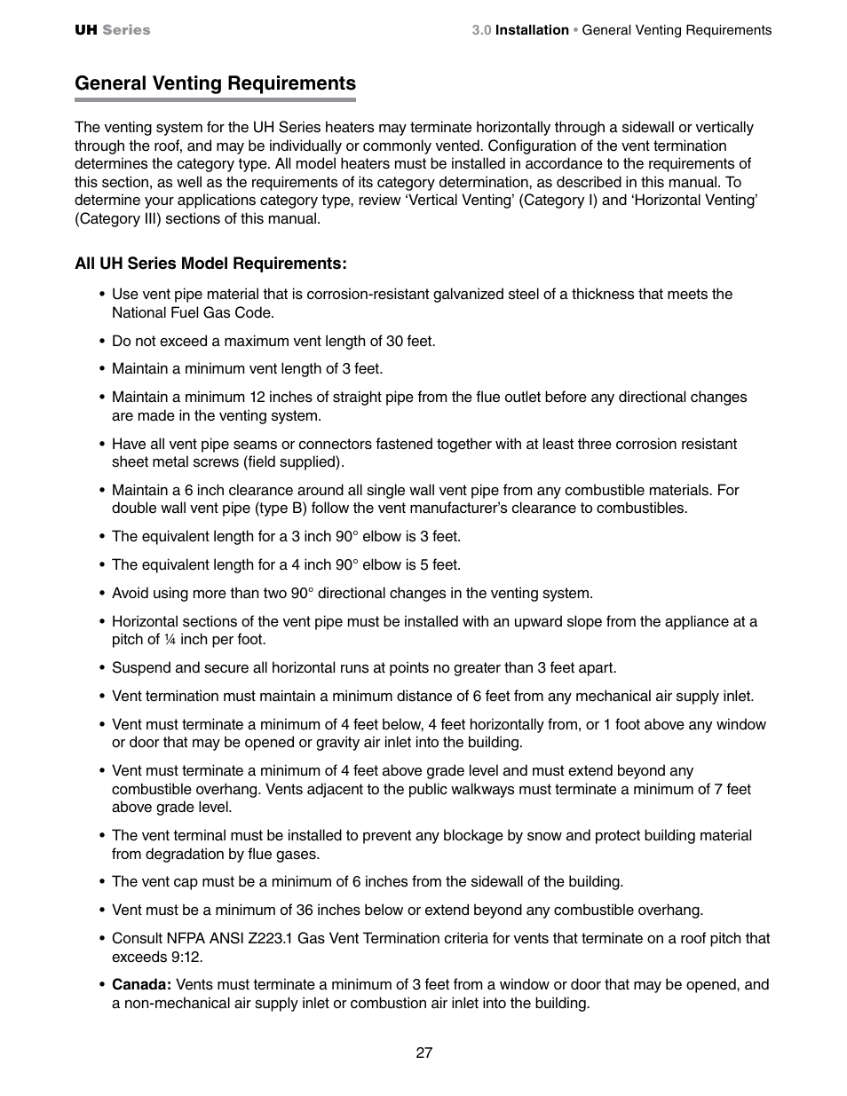 General venting requirements | Detroit Radiant Products Company UH Series User Manual | Page 27 / 56