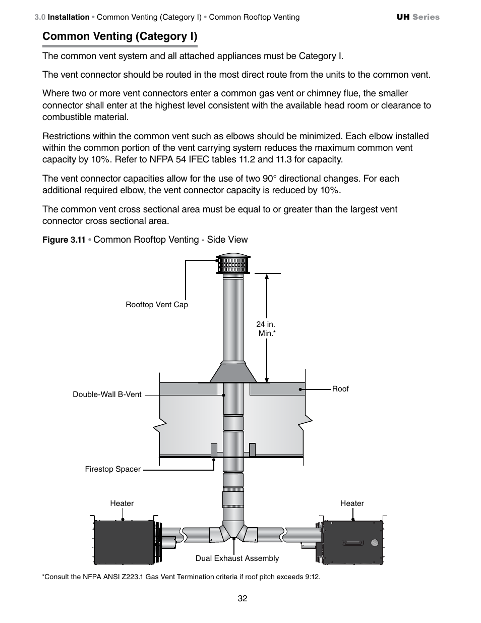 Common venting (category i) | Detroit Radiant Products Company UH Series User Manual | Page 32 / 56