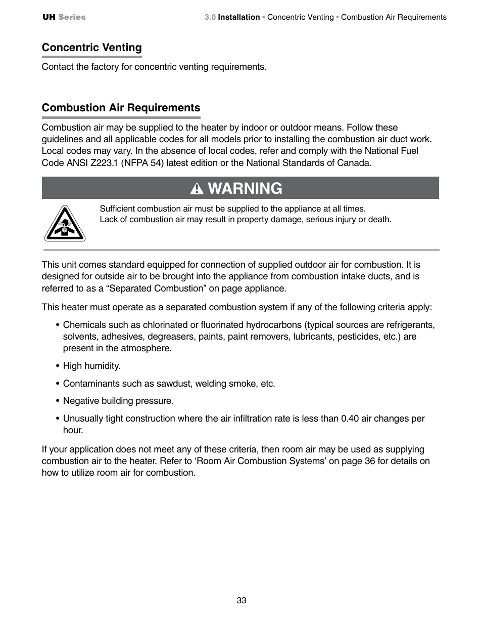 Warning | Detroit Radiant Products Company UH Series User Manual | Page 33 / 56