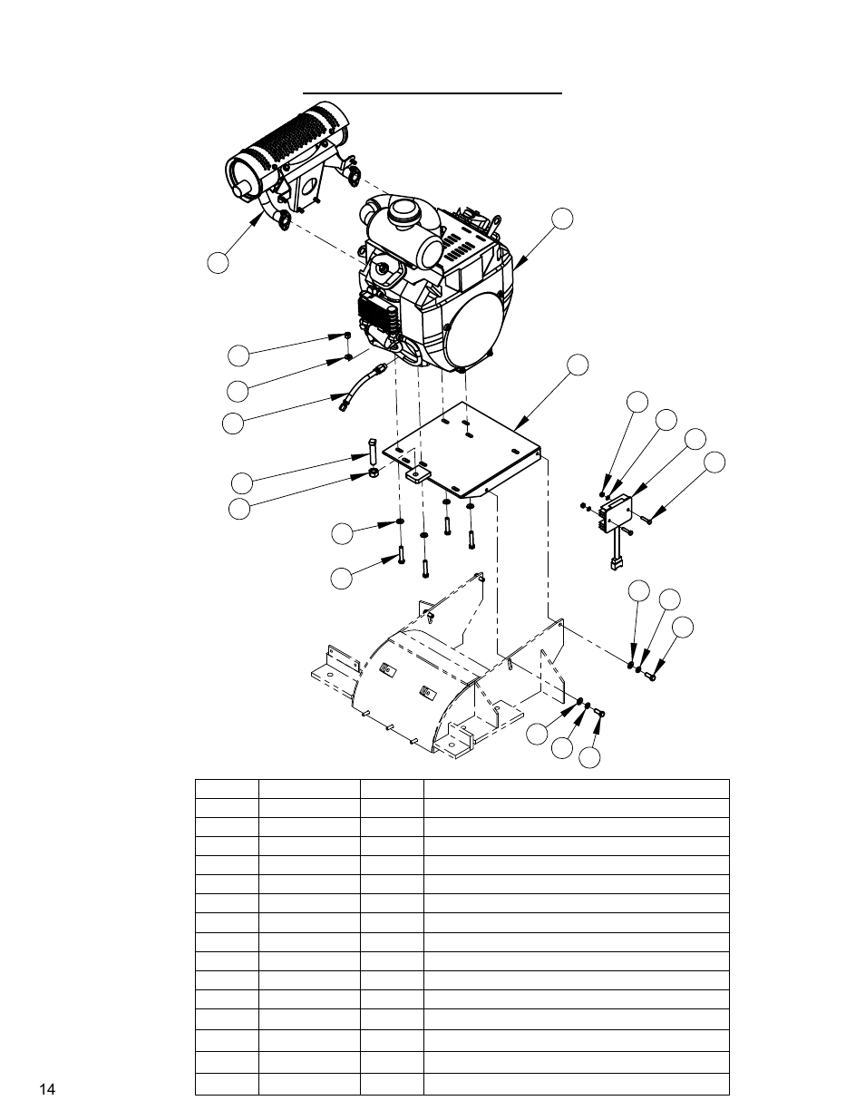 Engine assembly (honda), Engine, Assembly | Diamond Products CG-1 Mini Groover User Manual | Page 14 / 32