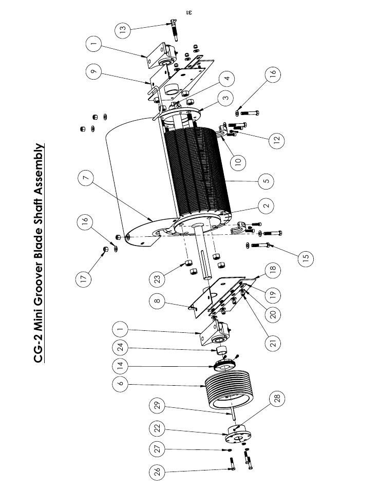 Cg-2 blade shaft assembly, Sheet1, Drawing view10 | Cg-2 mini groover blade shaft assembly | Diamond Products CG-2 Mini Groover User Manual | Page 33 / 56