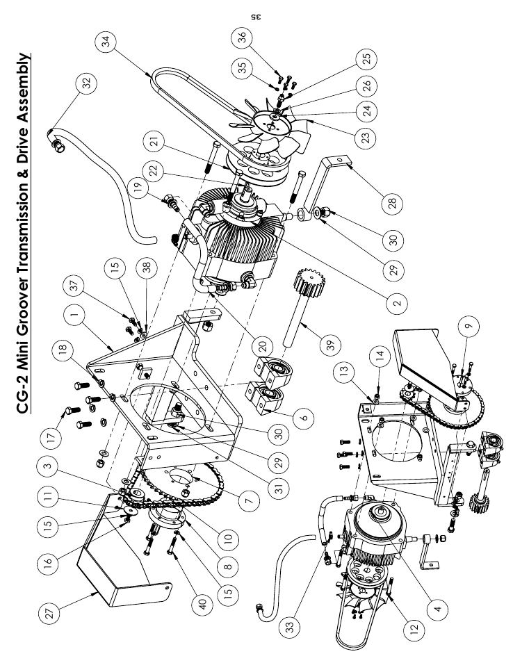 Cg-2 transmission assembly, Sheet1, Drawing view10 | Drawing view11, Cg-2 mini groover transmission & drive assembly | Diamond Products CG-2 Mini Groover User Manual | Page 37 / 56