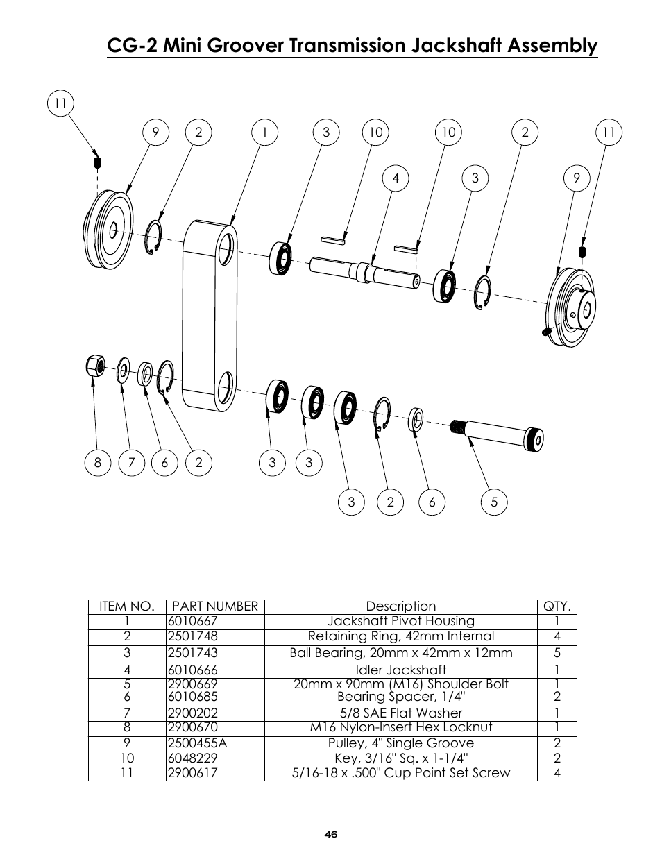 Cg-2 jackshaft assembly, Sheet1, Drawing view10 | Cg-2 mini groover transmission jackshaft assembly | Diamond Products CG-2 Mini Groover User Manual | Page 48 / 56