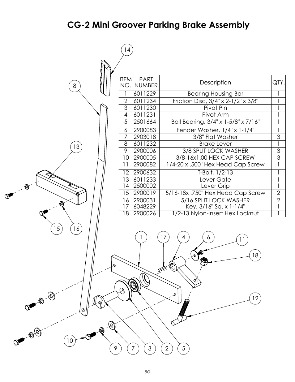 Cg-2 parking brake assembly, Sheet1, Drawing view10 | Cg-2 mini groover parking brake assembly | Diamond Products CG-2 Mini Groover User Manual | Page 52 / 56