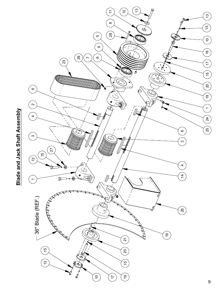 36" blade (ref.) blade and jack shaft assembly | Diamond Products CC110D-SS User Manual | Page 9 / 40