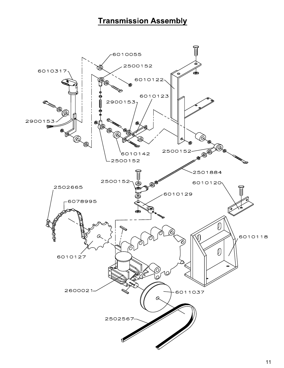 Transmission assembly | Diamond Products CC110D-DC User Manual | Page 11 / 44