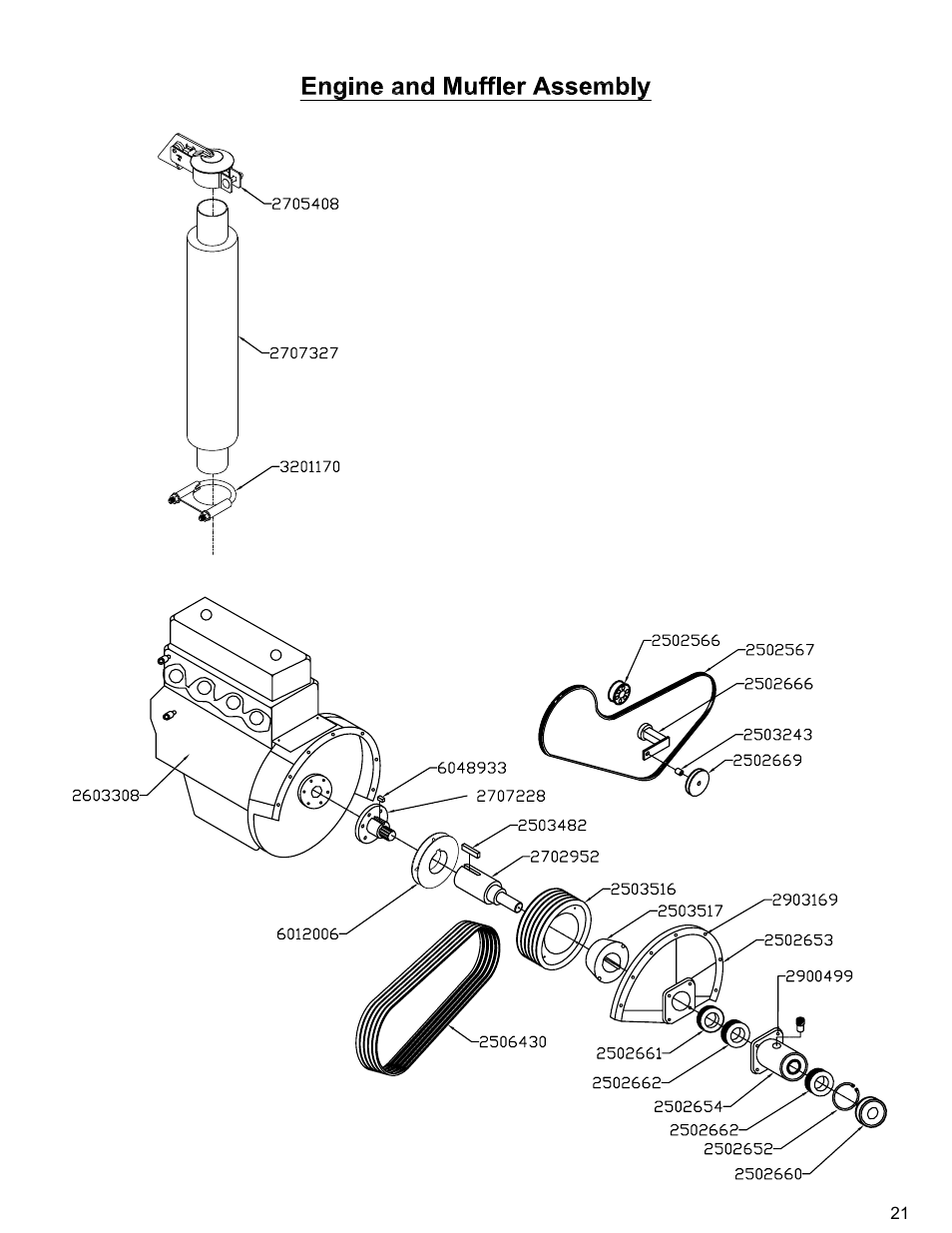 Engine & muffler | Diamond Products CC110D-DC User Manual | Page 21 / 44