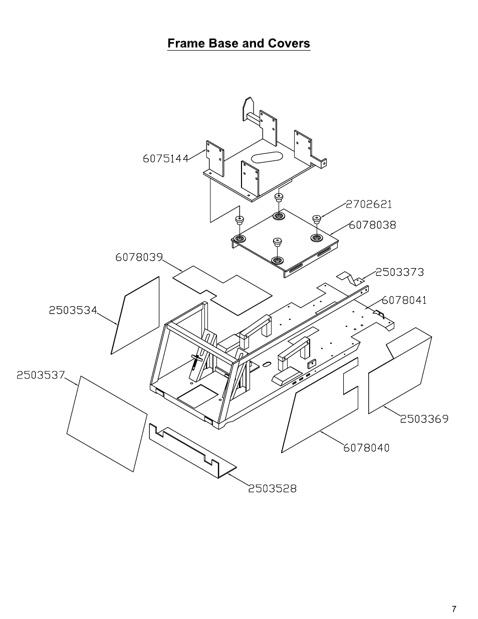 Frame base & covers | Diamond Products CC110D-DC User Manual | Page 7 / 44