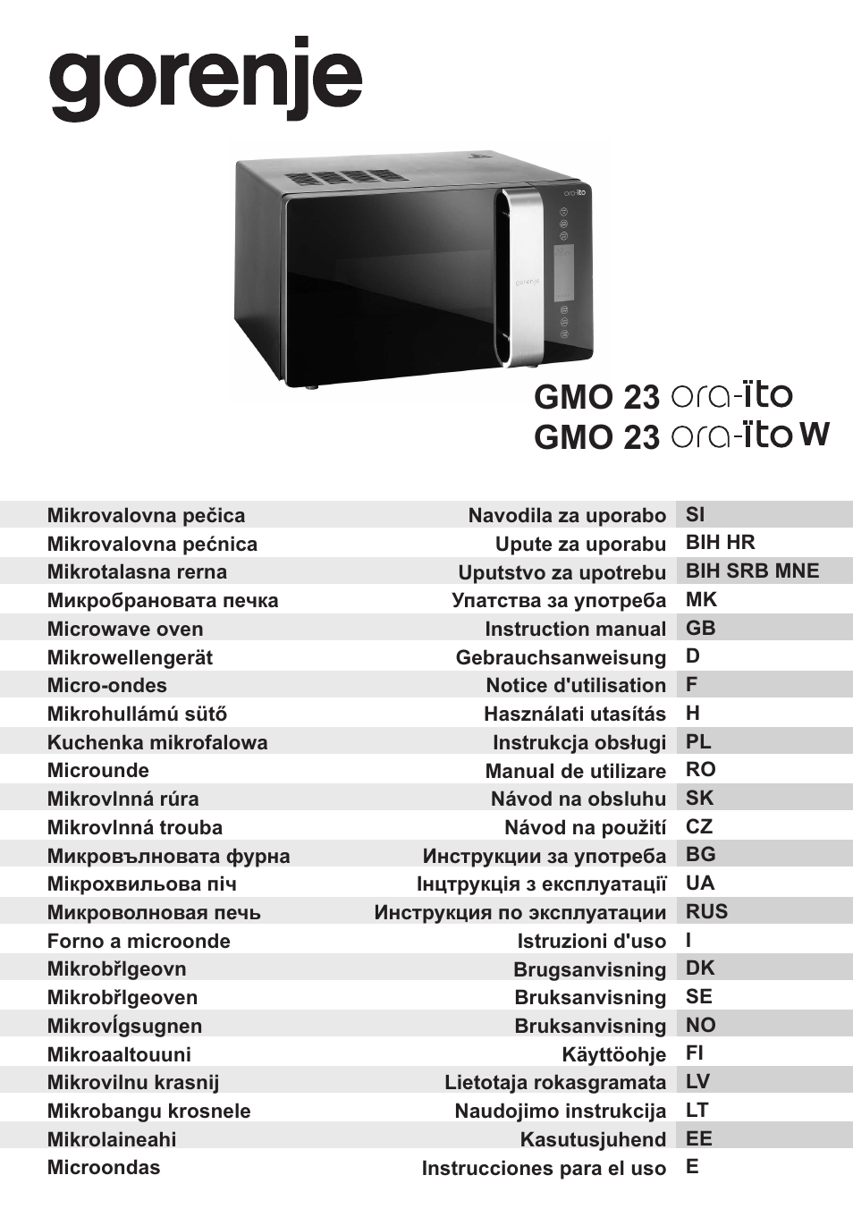 Gorenje GMO-23 Ora Ito W User Manual | 175 pages