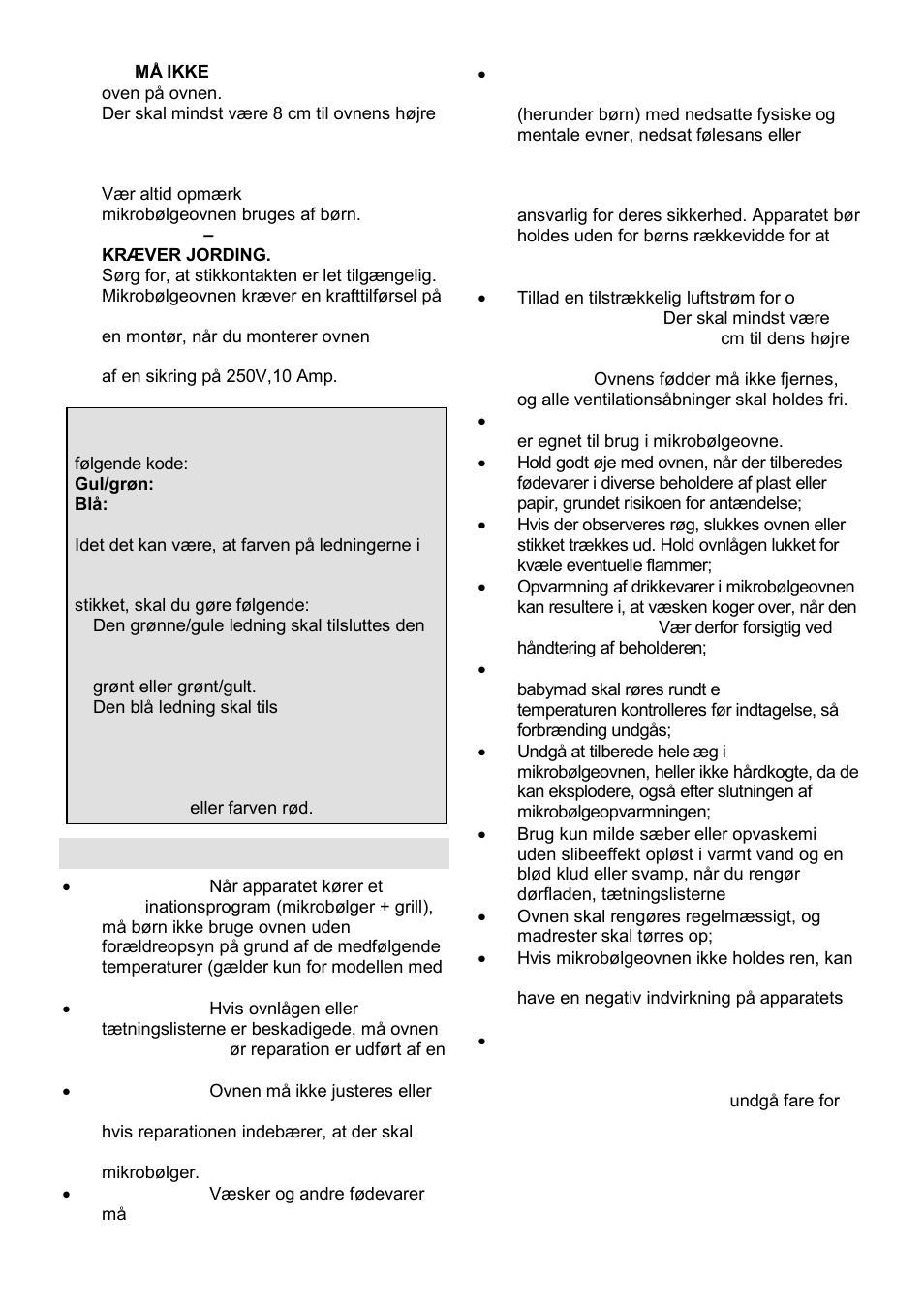 Vigtige sikkerhedsanvisninger | Gorenje GMO-23 Ora Ito W User Manual | Page 121 / 175