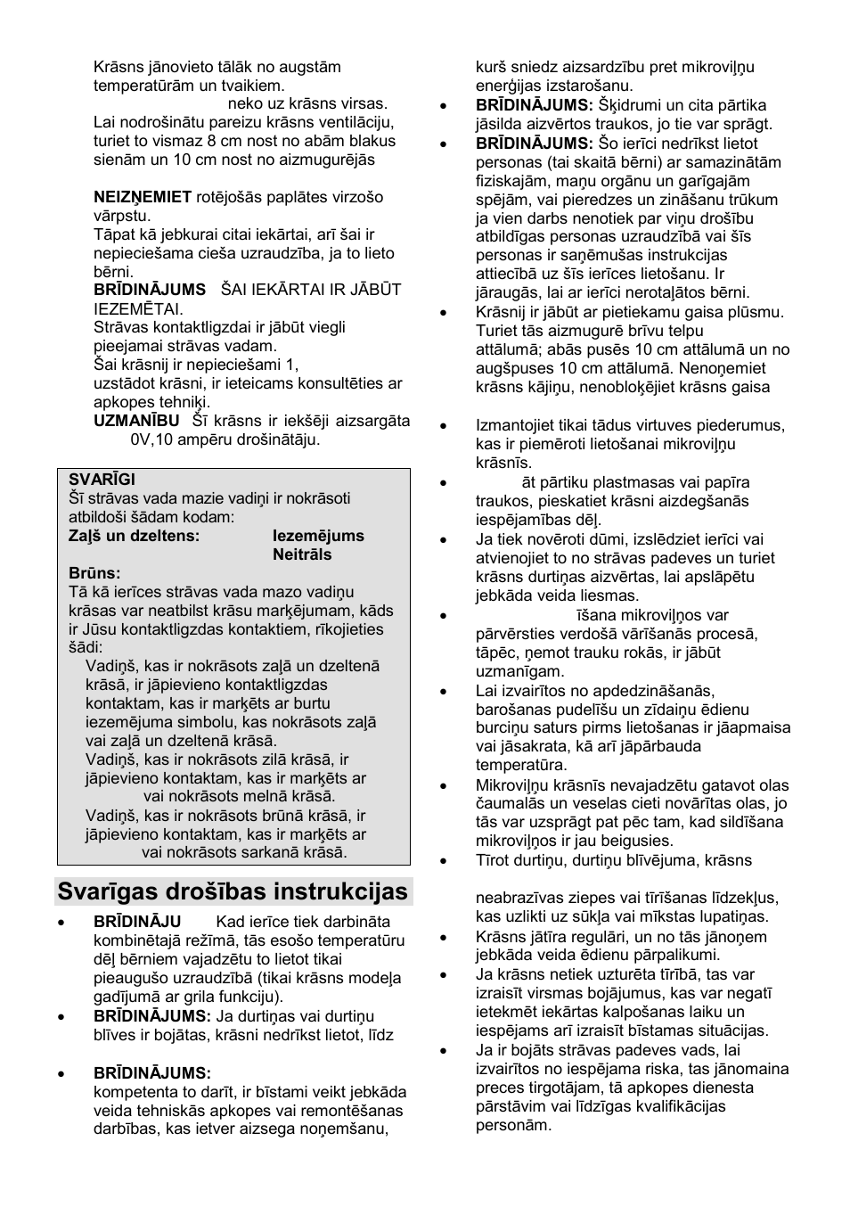 Svarīgas drońības instrukcijas | Gorenje GMO-23 Ora Ito W User Manual | Page 149 / 175